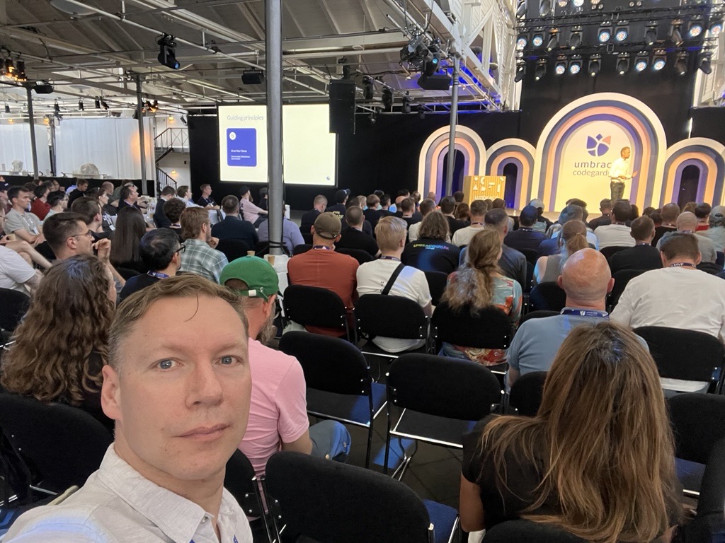 Valeriy Ilchenko settling in for a session at Umbraco Codegarden 2026.